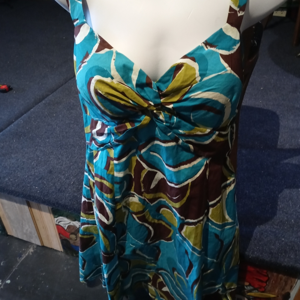 CB4 Sun Dress, Lovely Turquoise Floral Dressbarn Sundress. Size 10